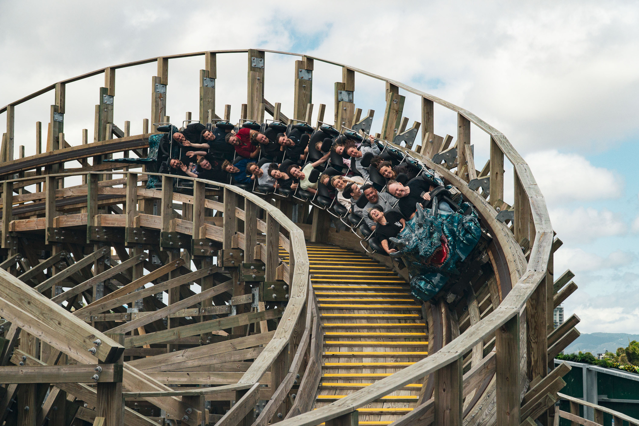 Great Ride Great Theming Confusing Operations Leviathan Wooden Roller Coaster Opens At Sea